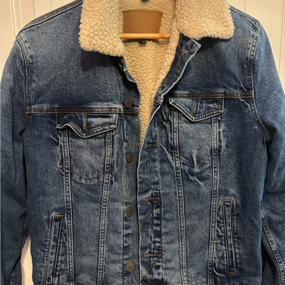 American Eagle Outfitters Denim Jacket with Sherpa Lining